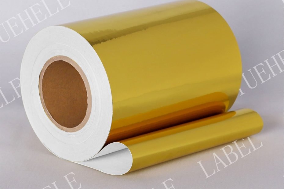 Glossy golden paper material roll